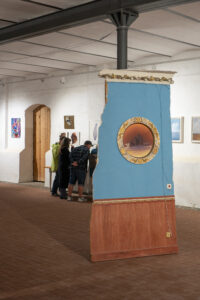 painted wall as an artwork standing on a steel beam